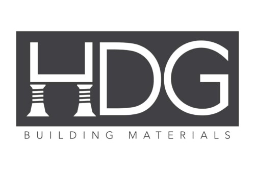 Logo for HDG Building Materials developed by JUG Team Marketing shows pedestals in the base since HDG sells Buzon pedestals