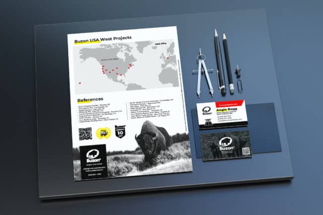 Buzon USA Brand Execution Seen on Cards and Collateral from JUG Team Marketing
