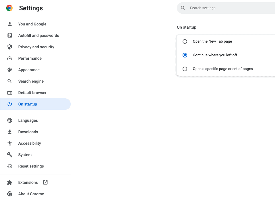 Tech Tip - Chrome Settings On Startup