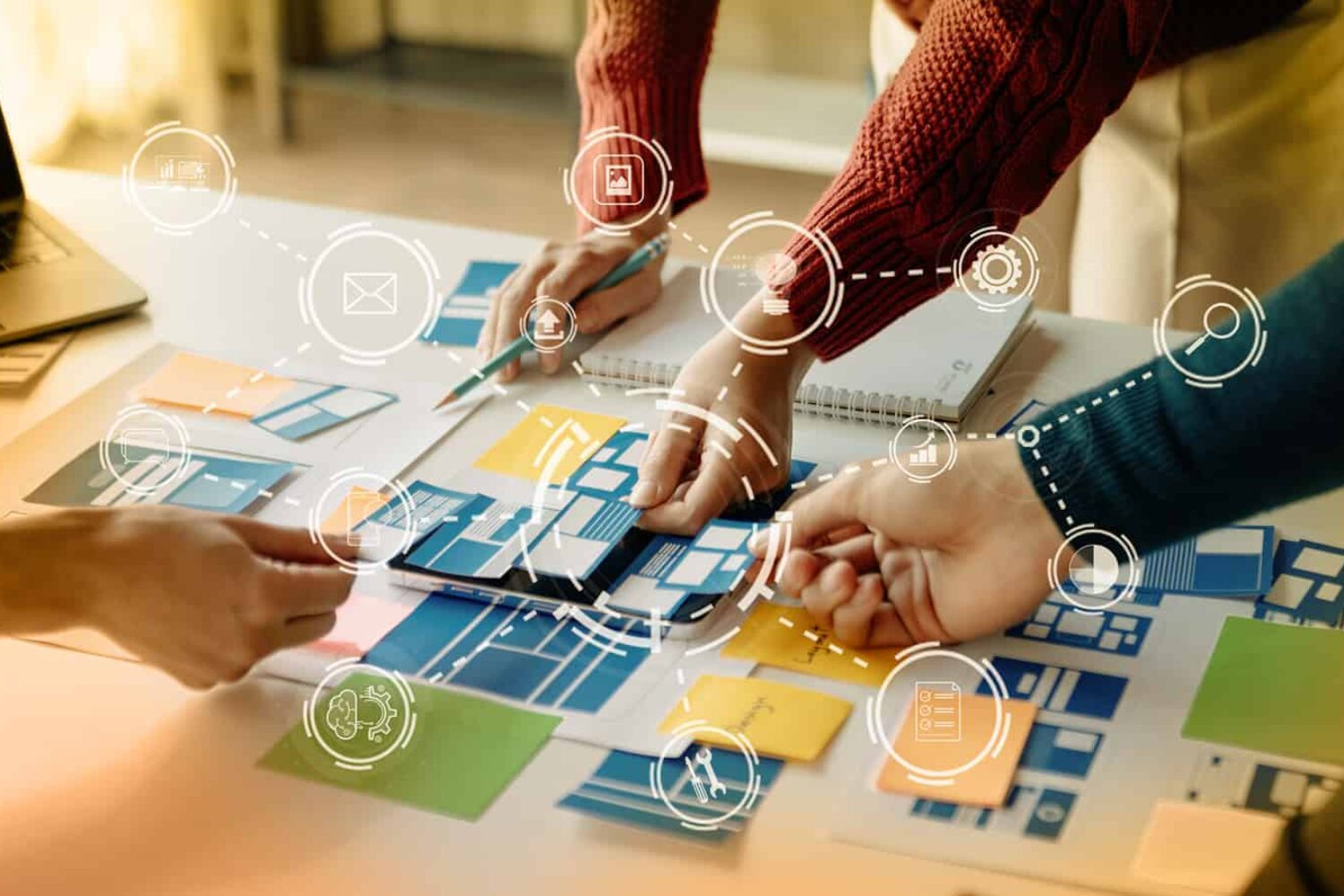 Image of design team making choices that hopefully don't result in accumulating design debt