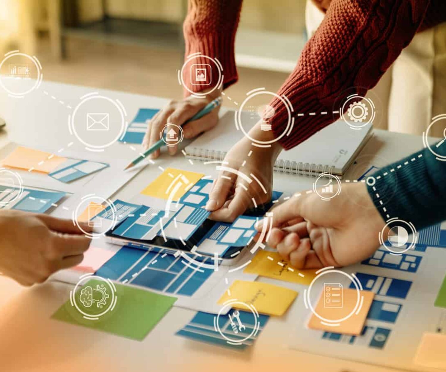 Image of design team making choices that hopefully don't result in accumulating design debt