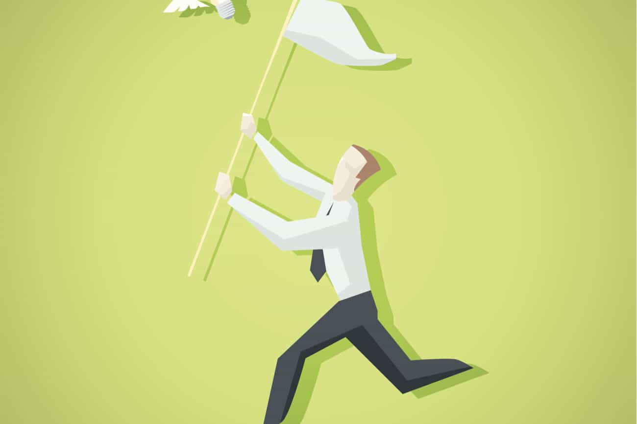 Vector illustration of Businessman in search of ideas. EPS 10 file. Transparency is used in some lights and shadows.